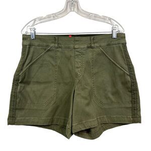 Spanx Womens Shorts Flat Front Stretch Slash Pockets Pull On Green Size L